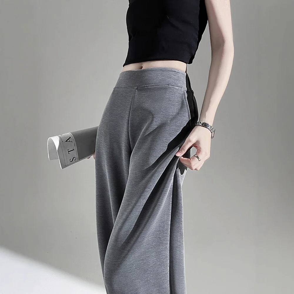 2025 Fall Cuprammonium Modal Air Layer Black Wide - leg Pants