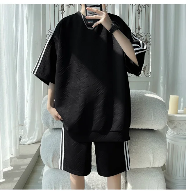Men's Summer Loose Jacquard Tracksuit Detail