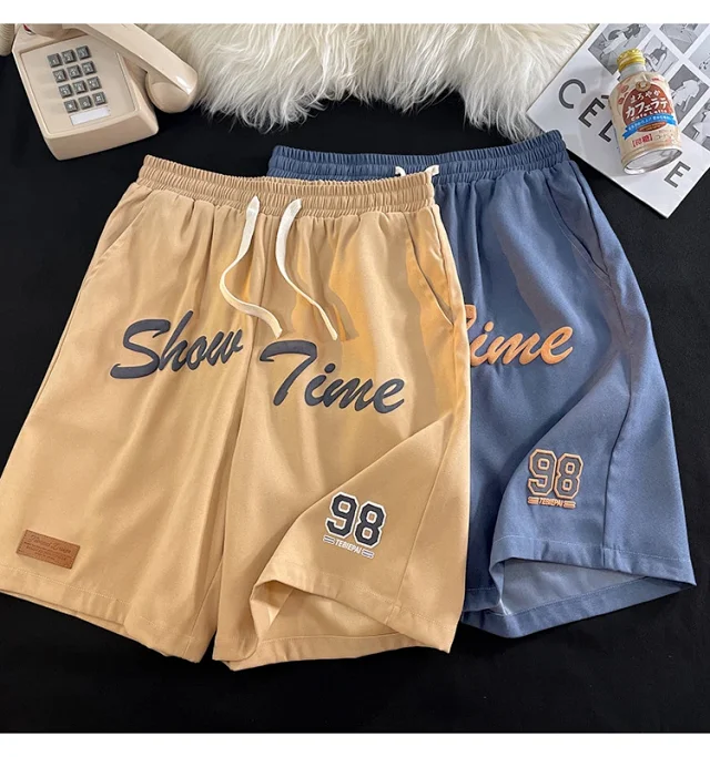 Men's Summer Foam-Printed Leather Tag Shorts Detail