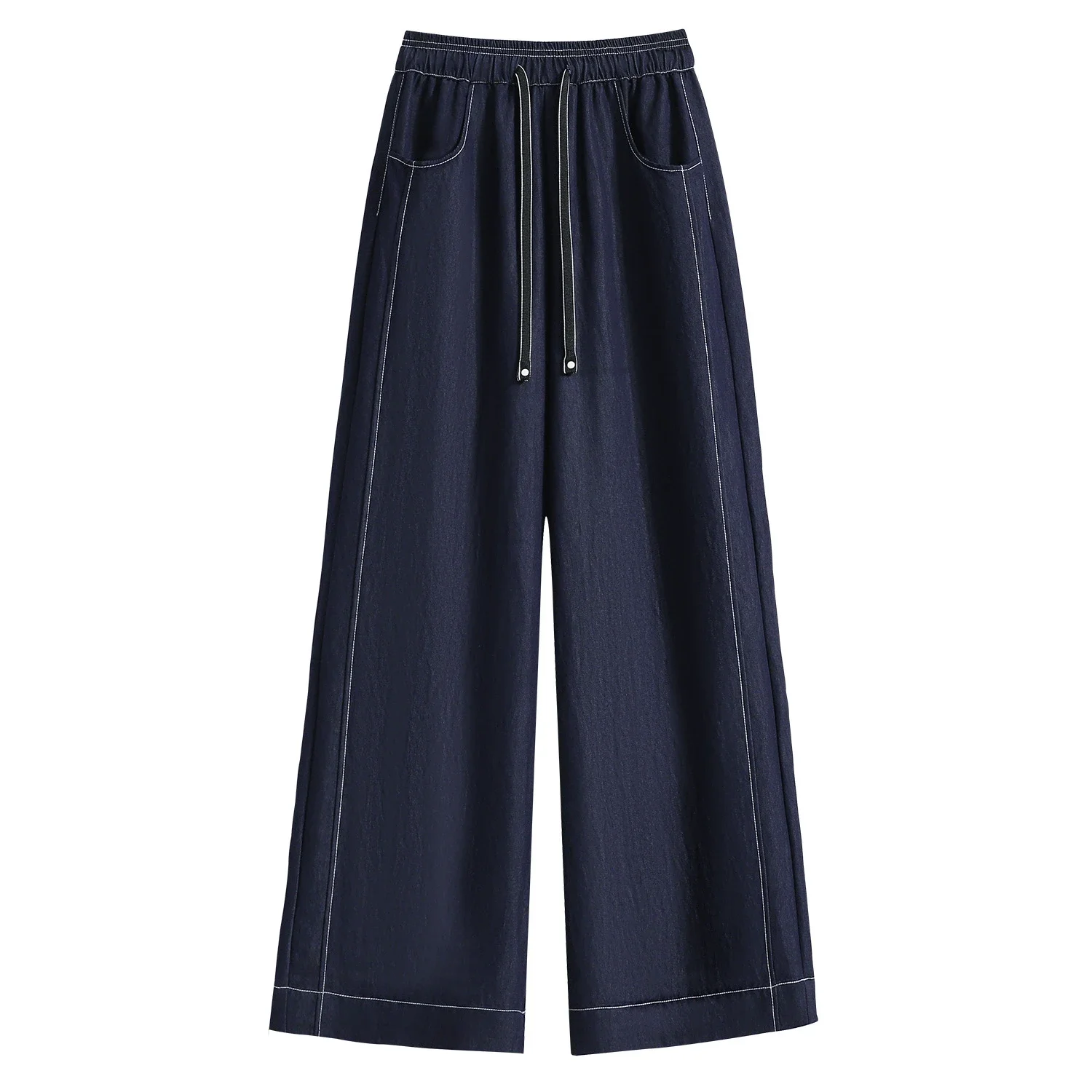 2025 Spring/Fall Lyocell Denim-Look Wide-Leg Pants for Women