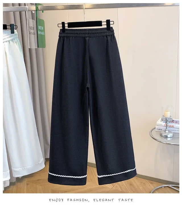 Lace - Trimmed Tencel Denim Wide - Leg Pants Detail