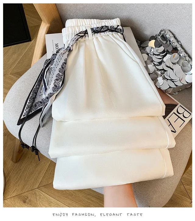 2025 Fall New Loose Scarf Belt Wide-leg Pants Detail