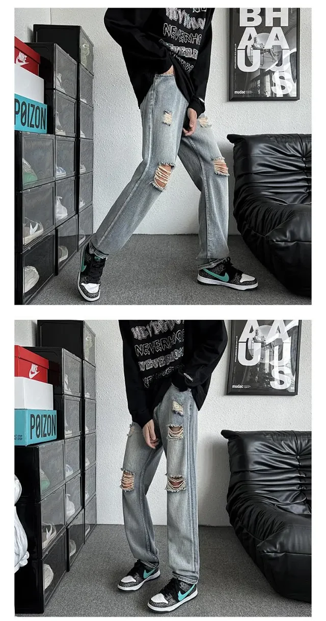 2025 Fall New Men's American Washed Jeans Detail