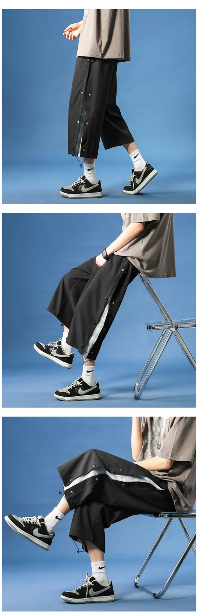 Men's 7/8th Casual Pants, Trendy & Loose Detail