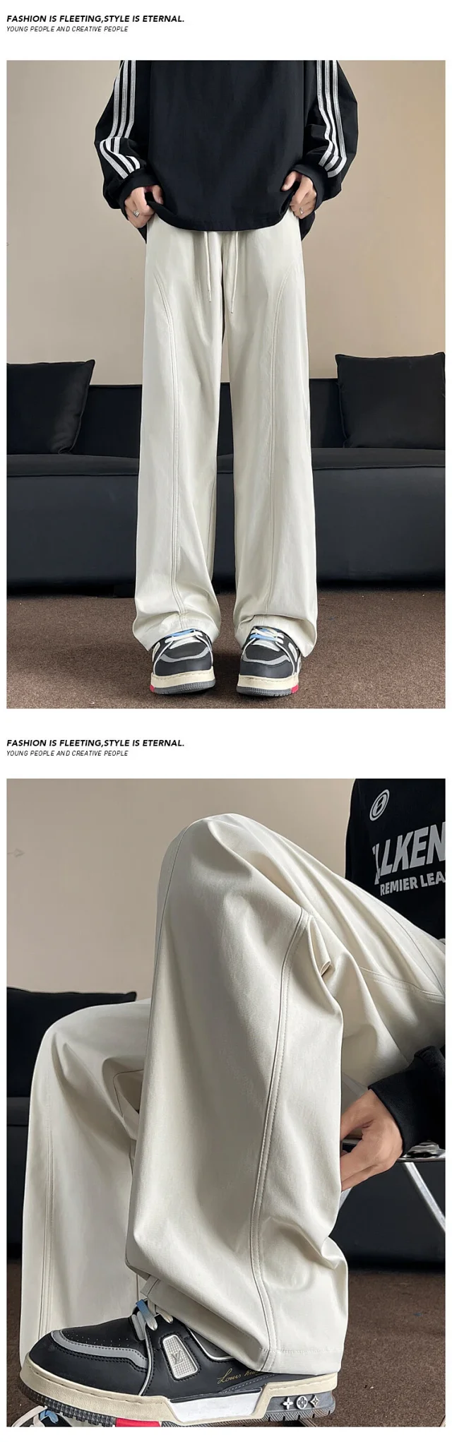 Men's Winter Fleece Oversize Wide-leg Pants Detail