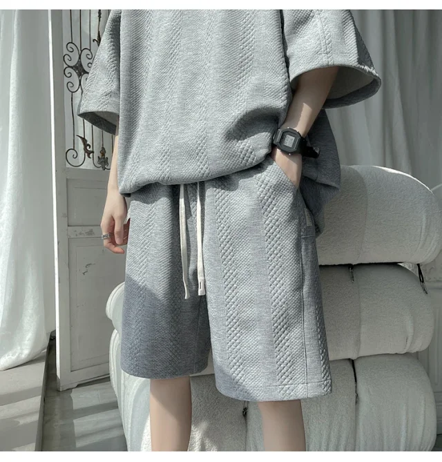 Summer Loose Jacquard Men's Sport Set Detail