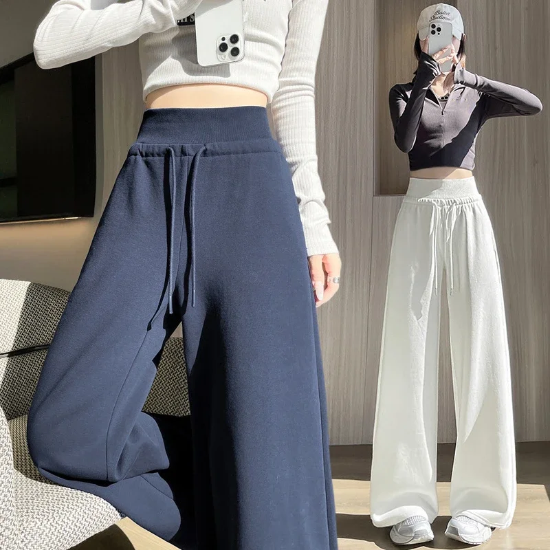 Autumn BF-style High-waist Drapey Wide-leg Sweatpants for Women