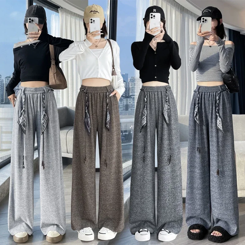 2025 Early Autumn Korean Style High - Waist Wide - Leg Pants