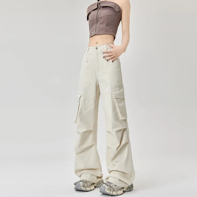 American Retro Pleated Multi-pocket Streetwear Cargo Pants
