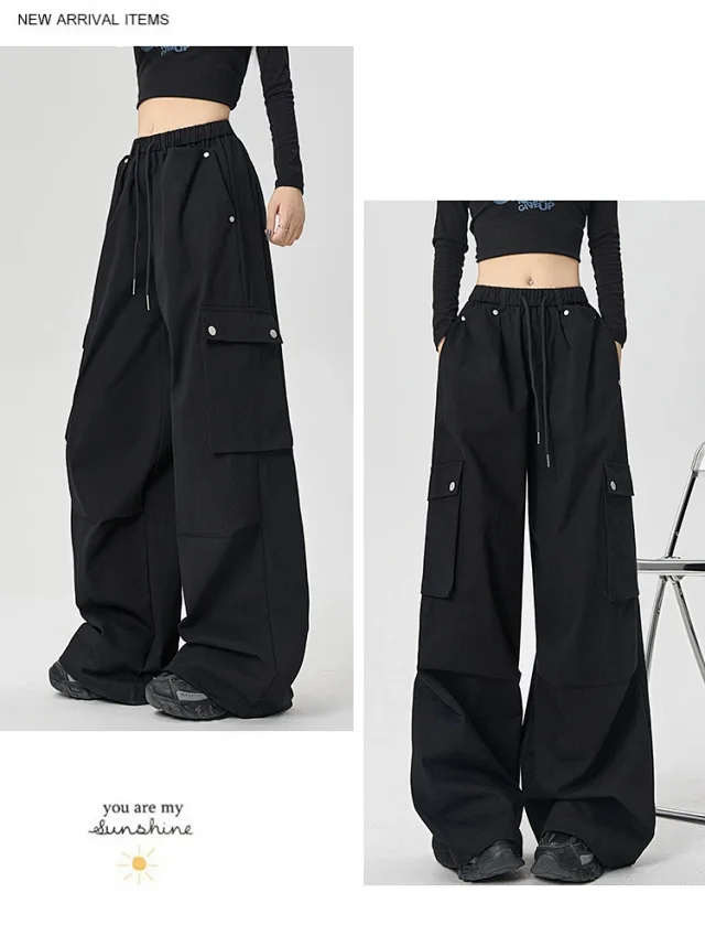 2025 Fall Women's American Streetwear Straight Cargo Pants Detail