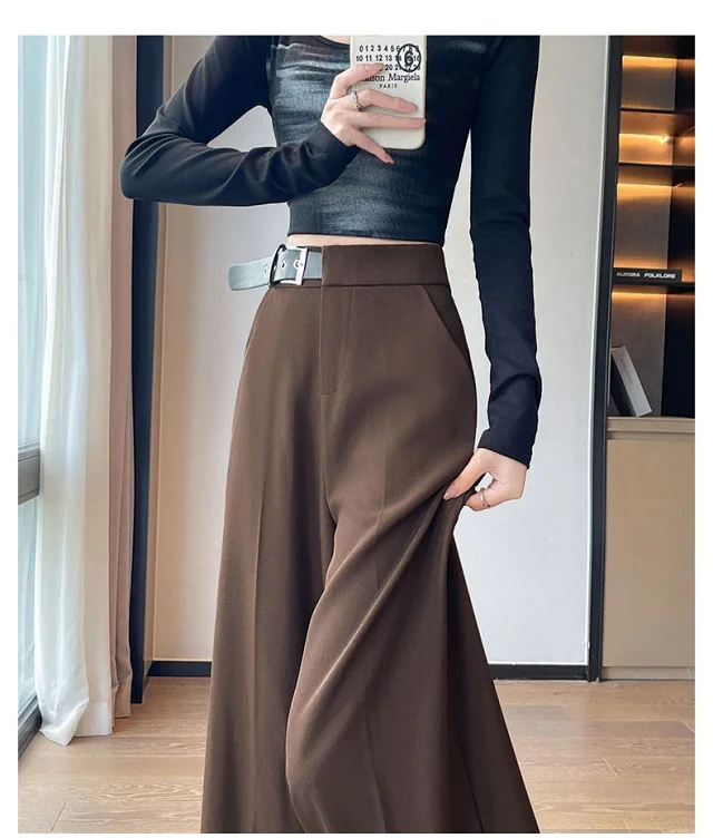 2025 Fall Old Money Style Wide-Leg Trousers Detail