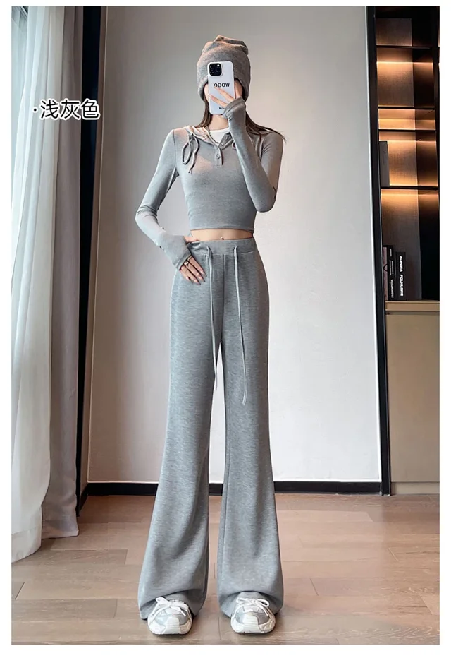 2025 Early Autumn Air Cotton Flared Pants Detail