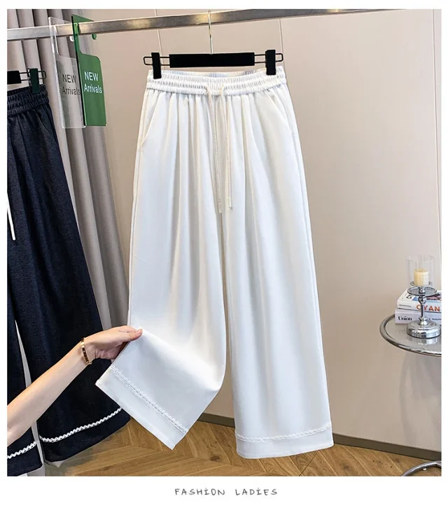Lace - Trimmed Tencel Denim Wide - Leg Pants Detail
