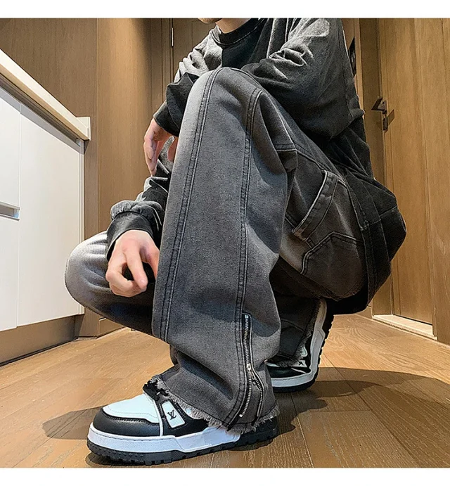 Men's Spring Hip Hop Straight Work Pants Detail