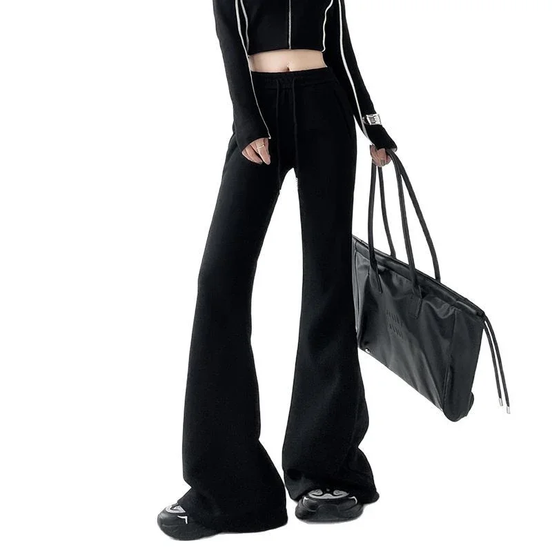 2025 Fall Women's Maillard Horseshoe Pants - High-Waisted, Slimming, American Micro-Flare Long Pants