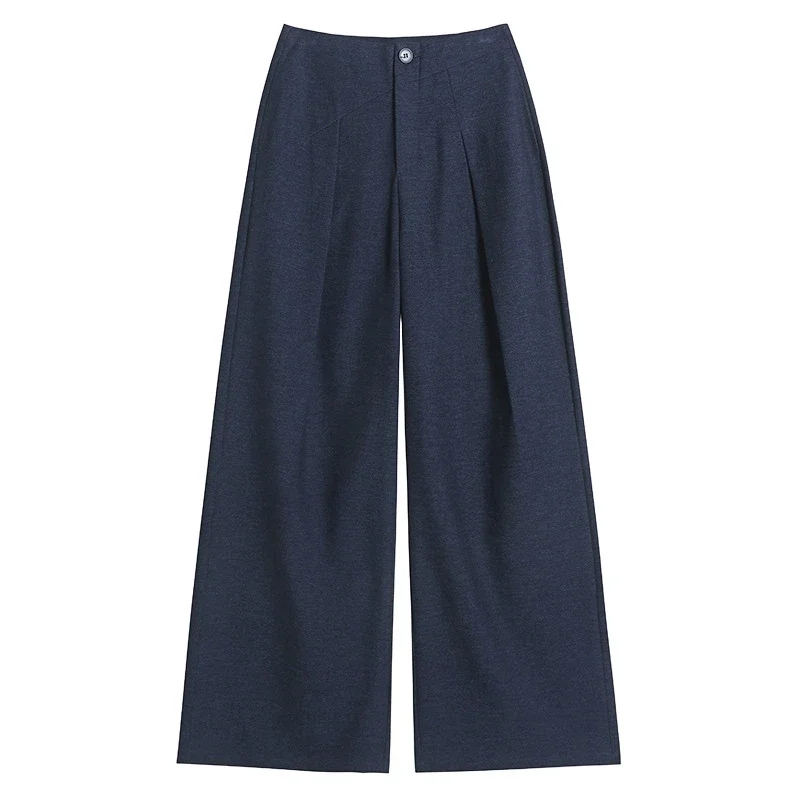 Old Money Style Denim Wide-Leg Pants 2025 Fall