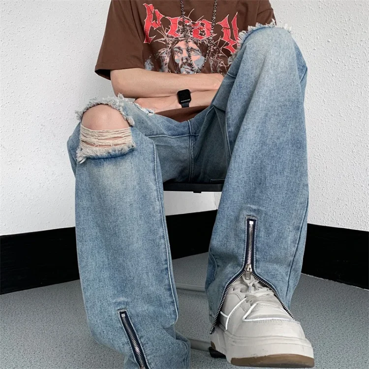 Men's Summer Thin Washed Ripped Jeans