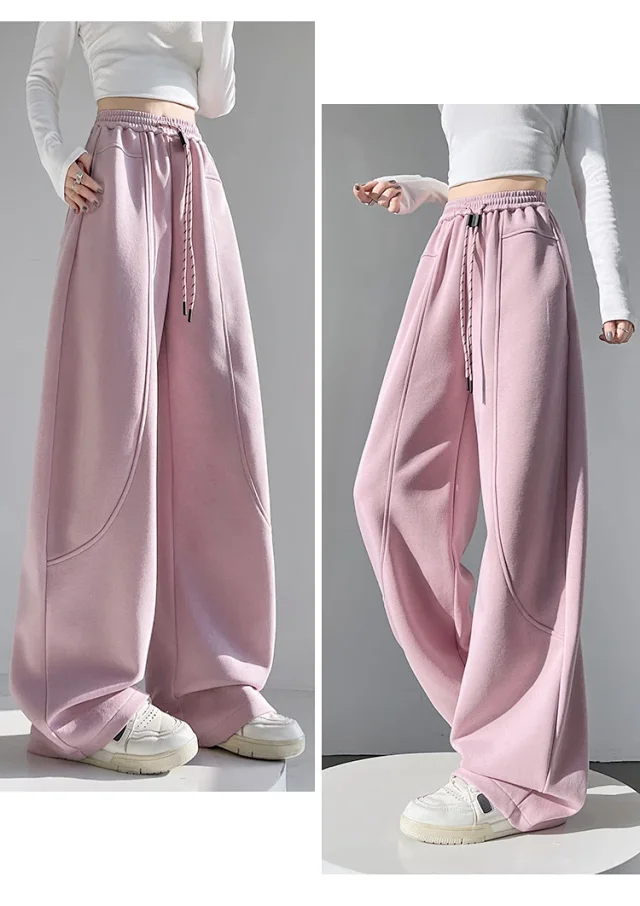 2025 Fall New White Banana Wide - Leg Pants Detail