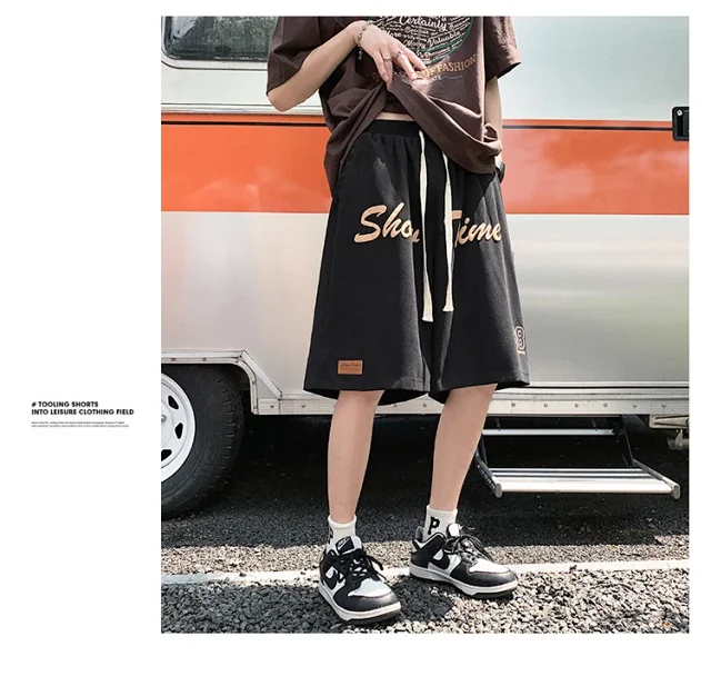 Men's Summer Retro Casual Basketball Shorts Detail