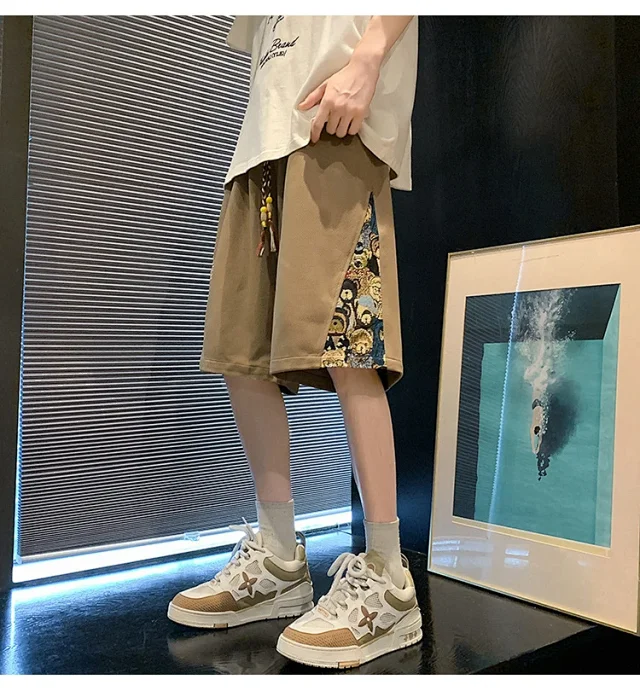 Men's 2025 Summer Embroidered Shorts with Cartoon Bear Detail