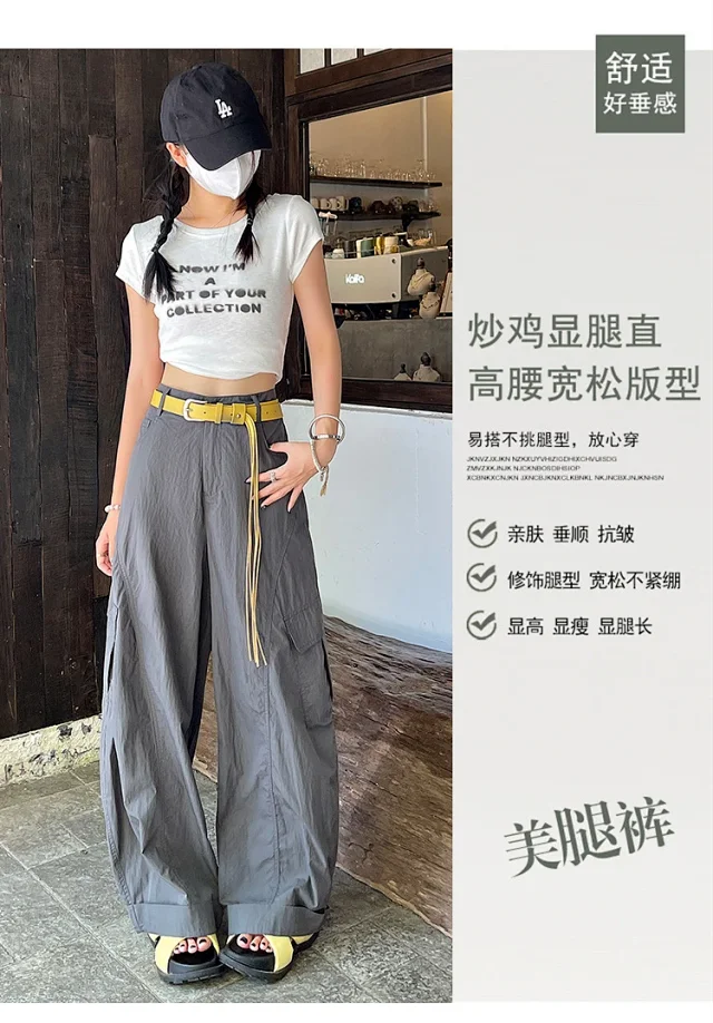 American Style High-Waist Cargo Pants for Women Detail