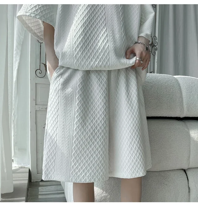 Men's Loose Jacquard T-shirt & Shorts Set Detail