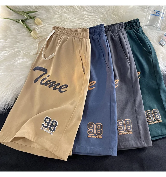 Men's Summer Foam-Printed Leather Tag Shorts Detail