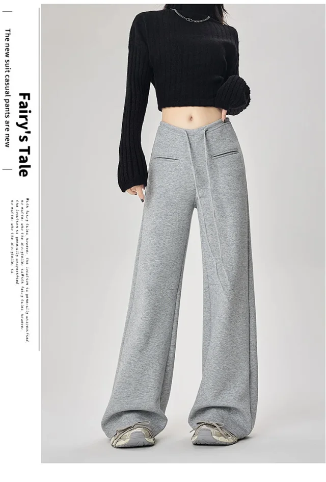 2025 Fall New American Hot Girl Wide-Leg Pants Detail