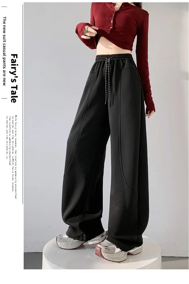 2025 Fall New White Banana Wide - Leg Pants Detail