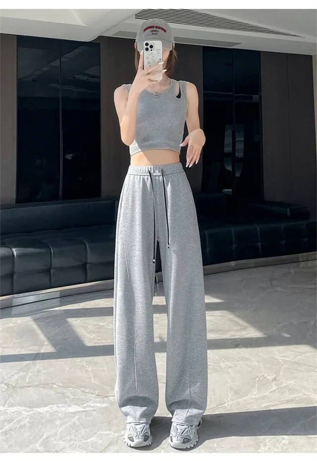 Korean-style Loose Straight Leg Pants 2025 Fall Detail