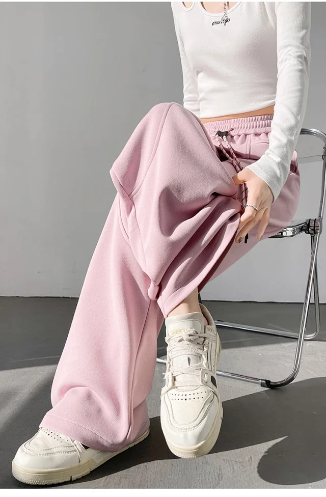 2025 Fall New White Banana Wide - Leg Pants Detail