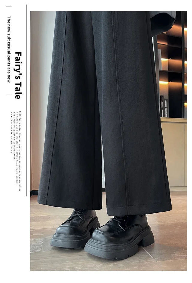 Women's 2025 Fall Washable Cotton Suit Wide - Leg Pants Detail