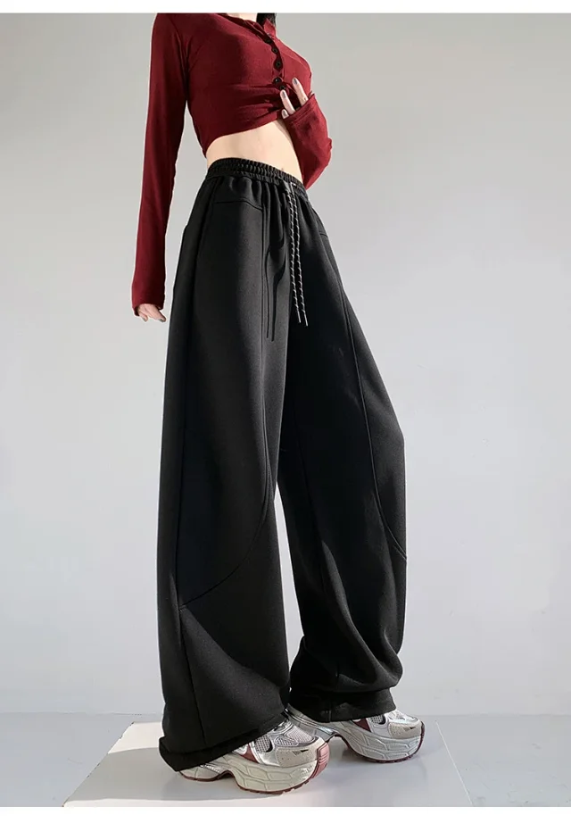 2025 Fall New White Banana Wide - Leg Pants Detail