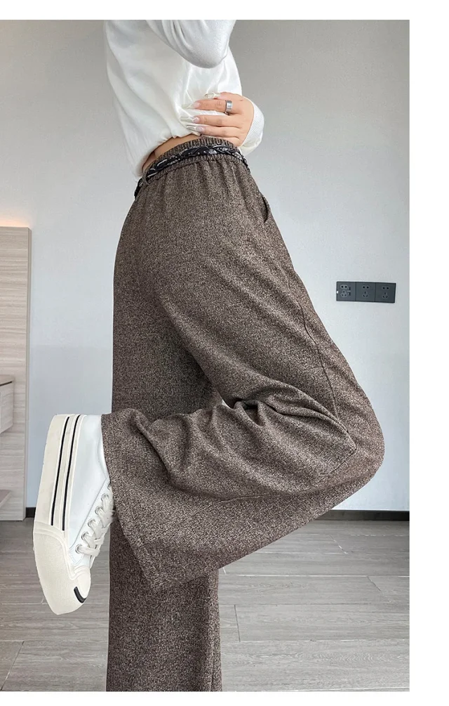 2025 Early Autumn Korean Style High - Waist Wide - Leg Pants Detail