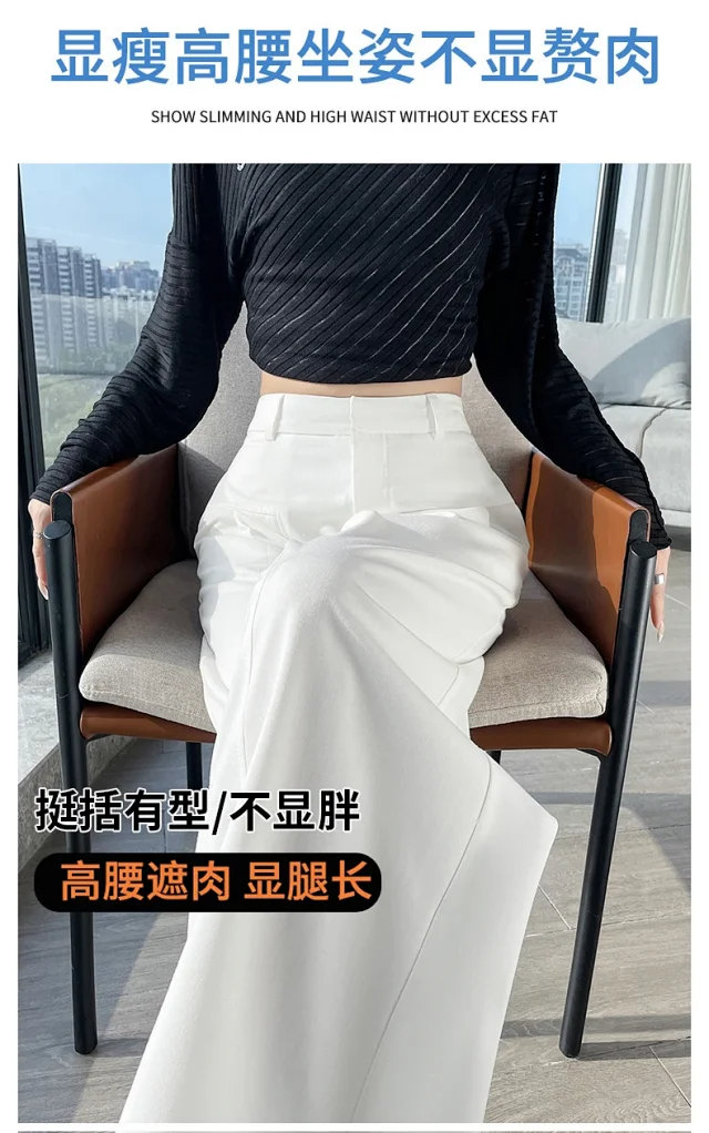 2025 Fall Old Money Style Navy Faux Denim Wide-Leg Pants for Women Detail