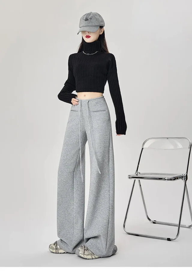 2025 Fall New American Hot Girl Wide-Leg Pants Detail