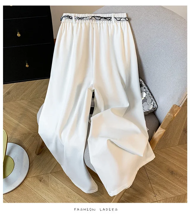 2025 Fall New Loose Scarf Belt Wide-leg Pants Detail
