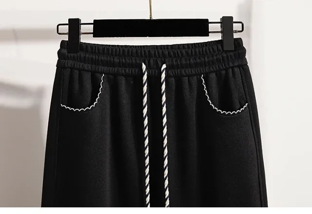 2025 Fall New Women's High - Waist Wide - Leg Sport Pants Detail
