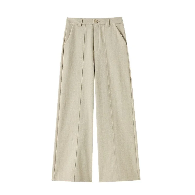 Women's 2025 Fall Washable Cotton Suit Wide - Leg Pants