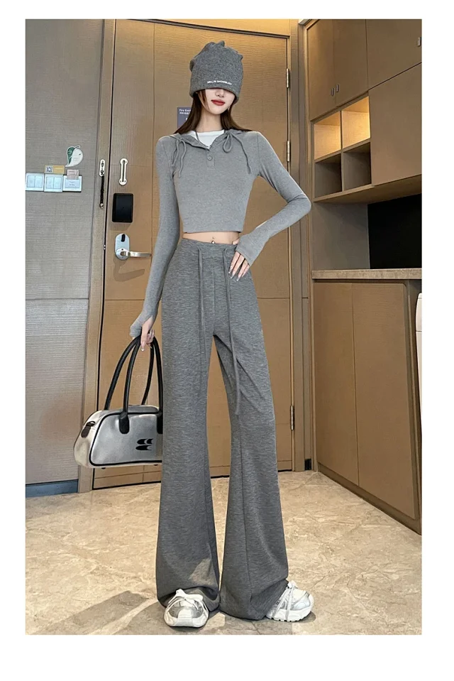 2025 Early Autumn Air Cotton Flared Pants Detail