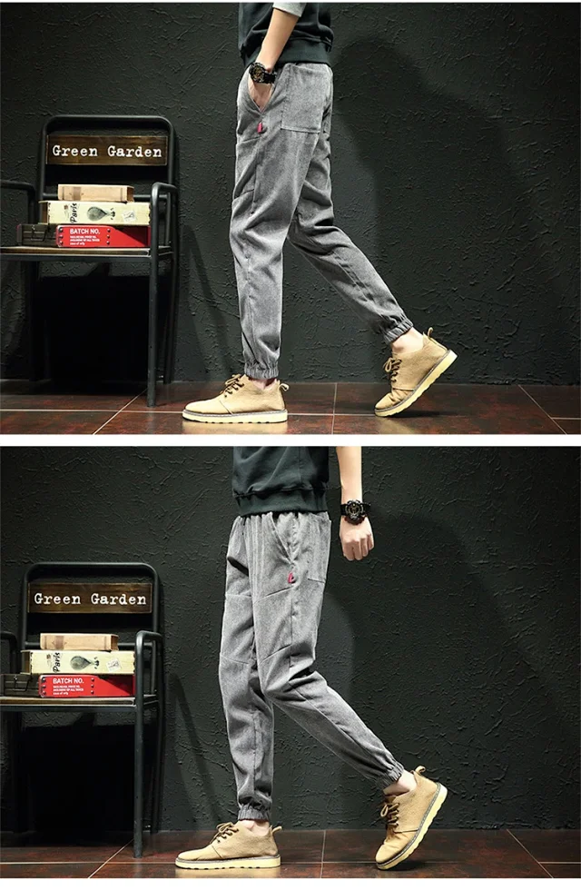 Men's Corduroy Joggers with Fleece Detail