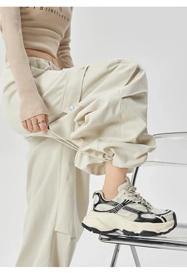 2025 Fall Women's American Streetwear Straight Cargo Pants Detail