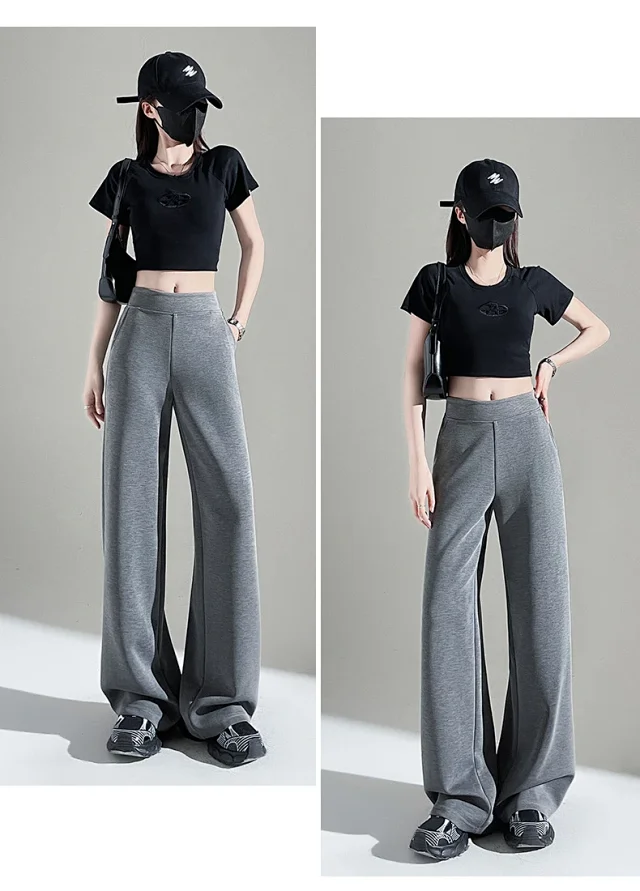 2025 Fall Cuprammonium Modal Air Layer Black Wide - leg Pants Detail