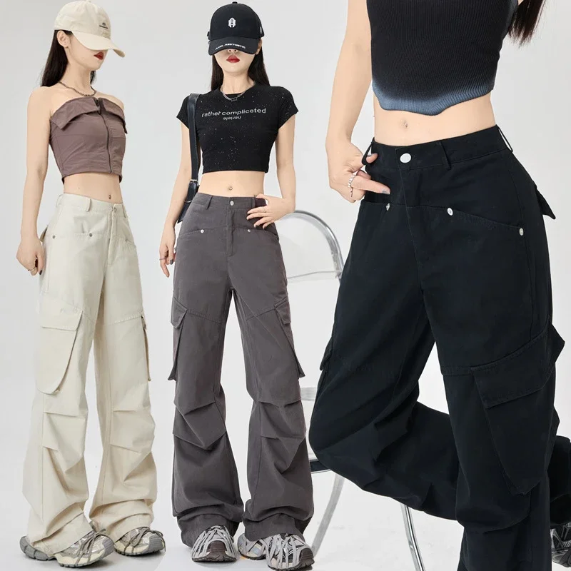 American Retro Pleated Multi-pocket Streetwear Cargo Pants