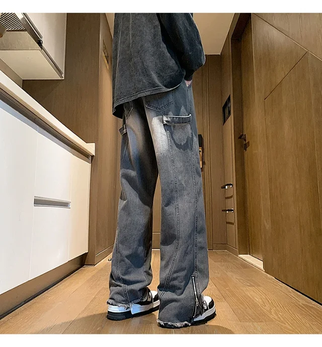 Men's Spring Hip Hop Straight Work Pants Detail
