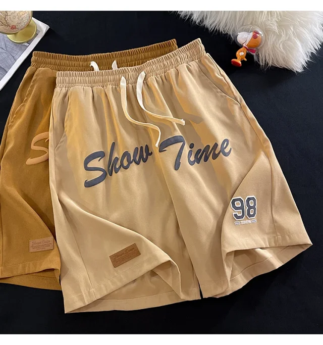 Men's Summer Foam-Printed Leather Tag Shorts Detail