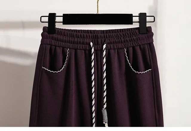 2025 Fall New Women's High - Waist Wide - Leg Sport Pants Detail