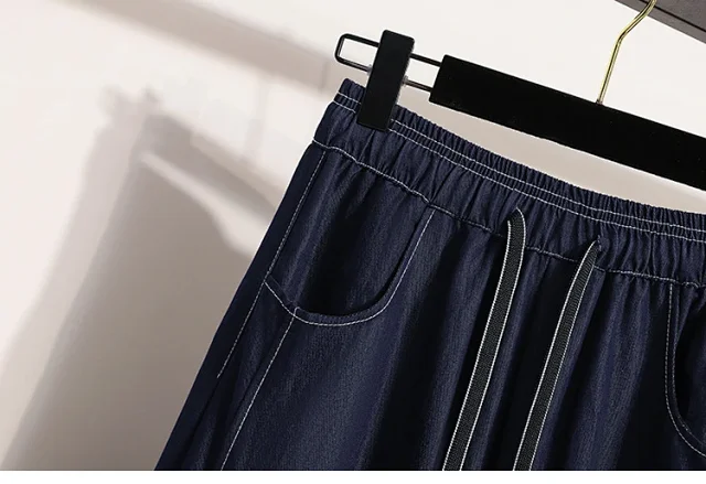 2025 Spring/Fall Lyocell Denim-Look Wide-Leg Pants for Women Detail