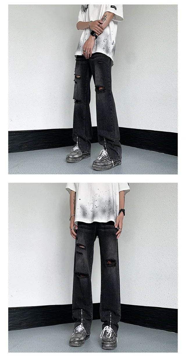 Men's Summer Thin Washed Ripped Jeans Detail