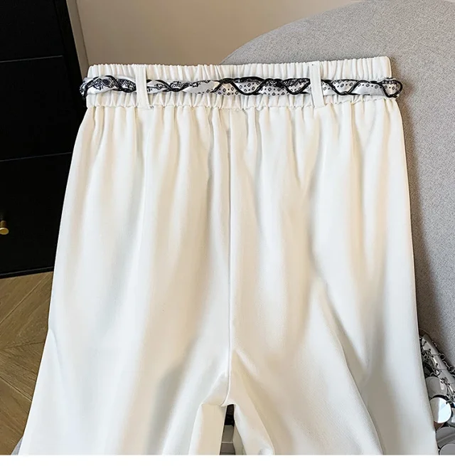 2025 Fall New Loose Scarf Belt Wide-leg Pants Detail